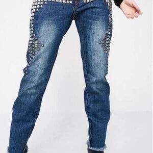 One Teaspoon Blue Denim Jeans with Silver Studs Size 26/27